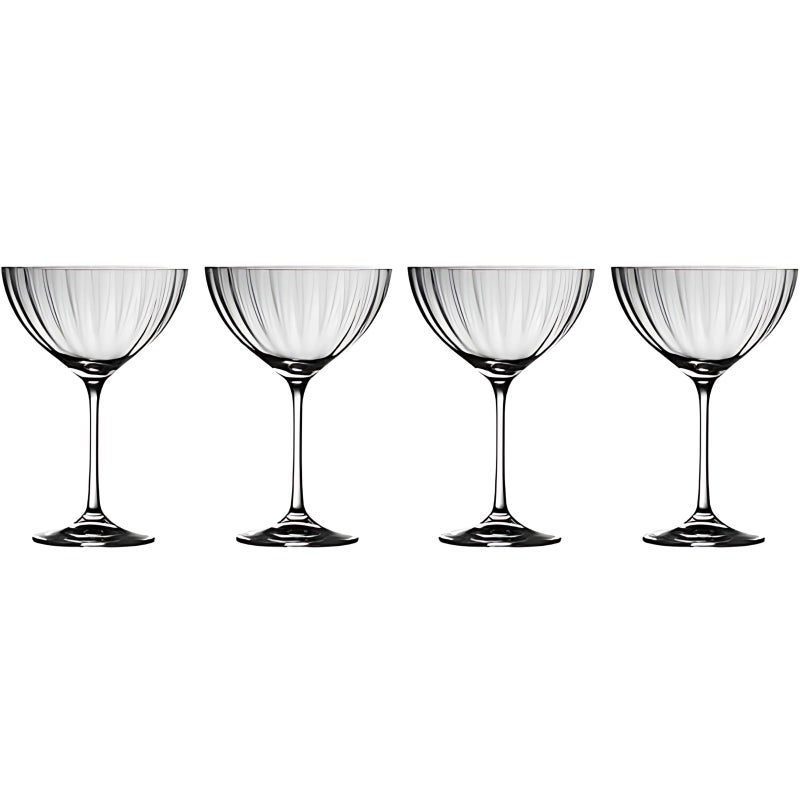 Galway Crystal Erne Saucer Champagne (Set of 4) Martini Glasses, Transparent
